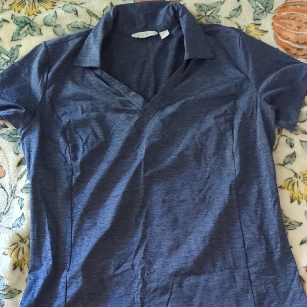 Lady Hagen Heathered Navy Athletic Polo